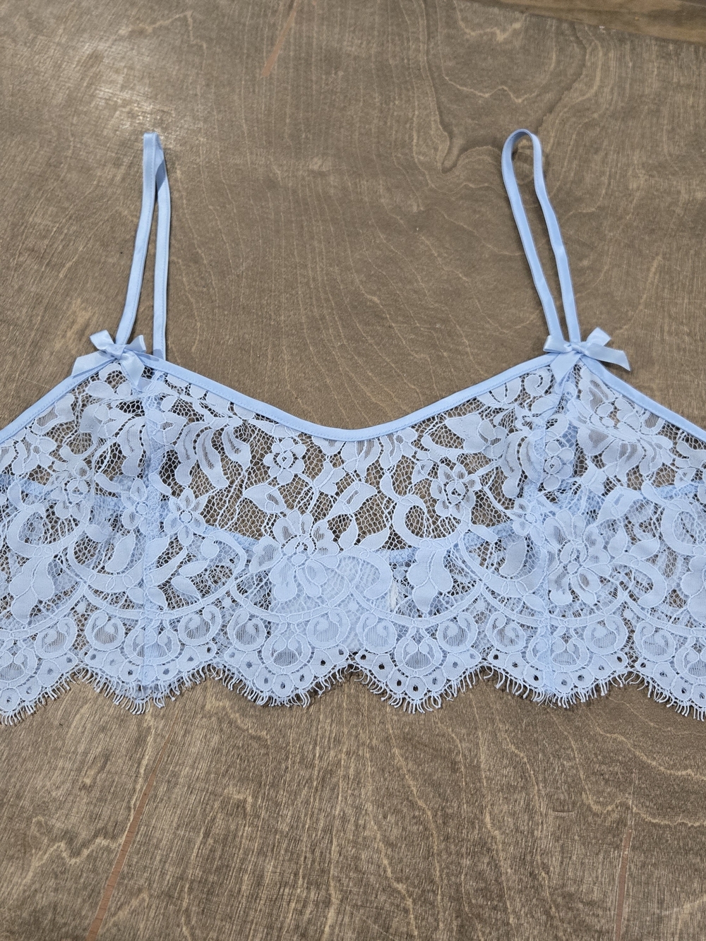 For Love And Lemons Zeta Light Blue Lace Bralette SZ Small Feminine